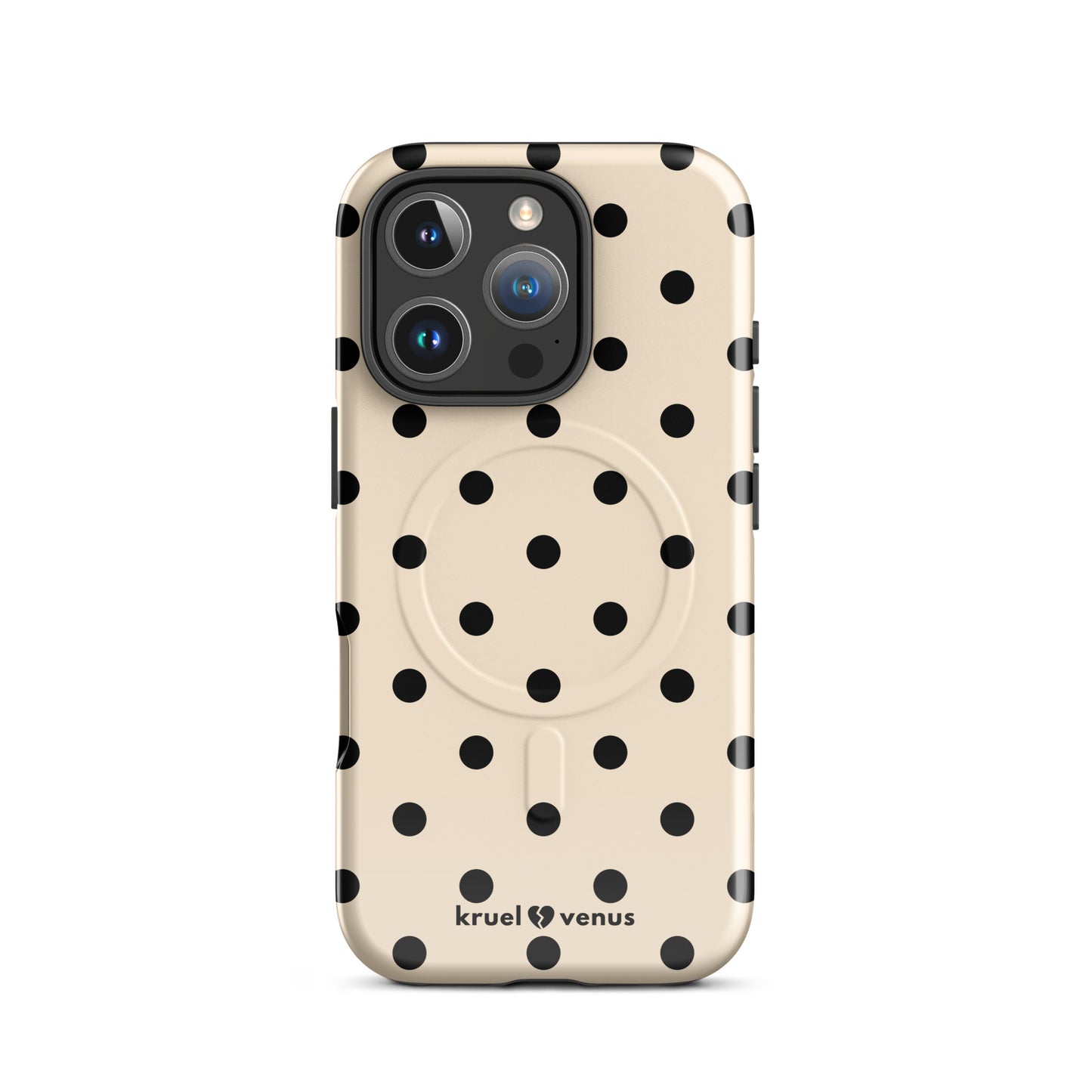 Black Polka Dots Fun Phone Case in Bone MagSafe®