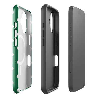 White Polka Dots Fun Phone Case in Green MagSafe®