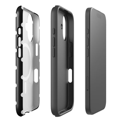 White Polka Dots Fun Phone Case in Black MagSafe®