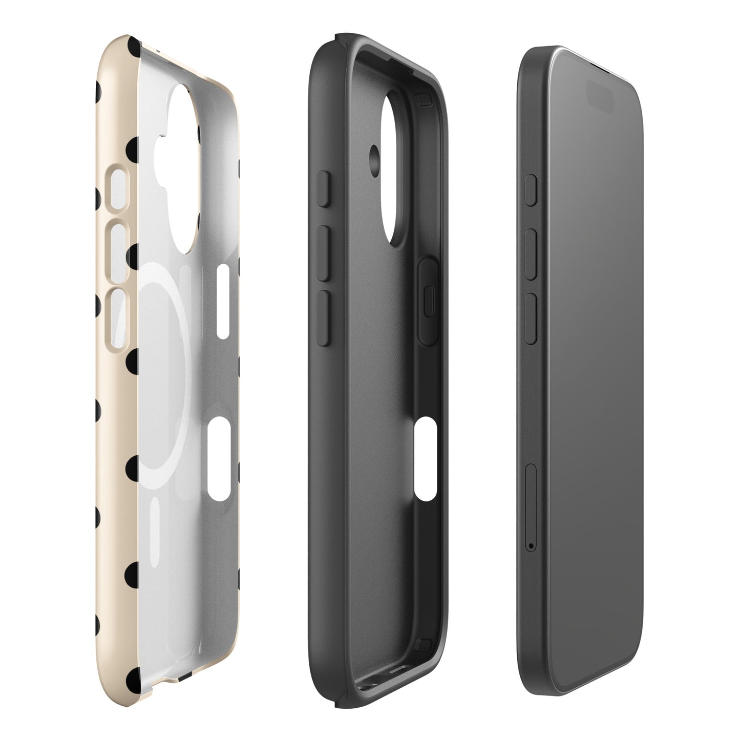 Black Polka Dots Fun Phone Case in Bone MagSafe®