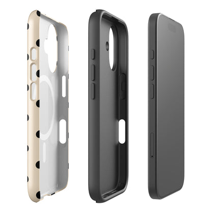 Black Polka Dots Fun Phone Case in Bone MagSafe®