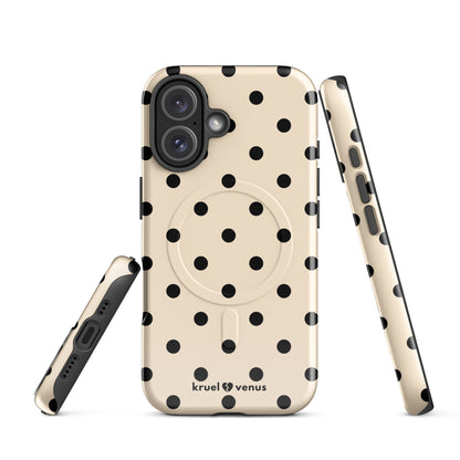 Black Polka Dots Fun Phone Case in Bone MagSafe®