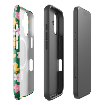 Cutee Duckee Pattern Phone Case in Green MagSafe®