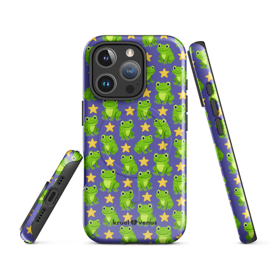 Cutee Frog Pattern Phone Case in Purple MagSafe®