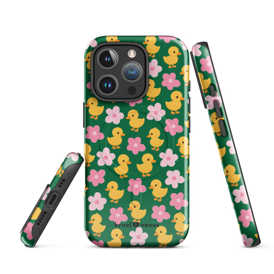 Cutee Duckee Pattern Phone Case in Green MagSafe®