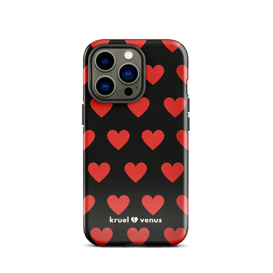 black and red hearts phone case