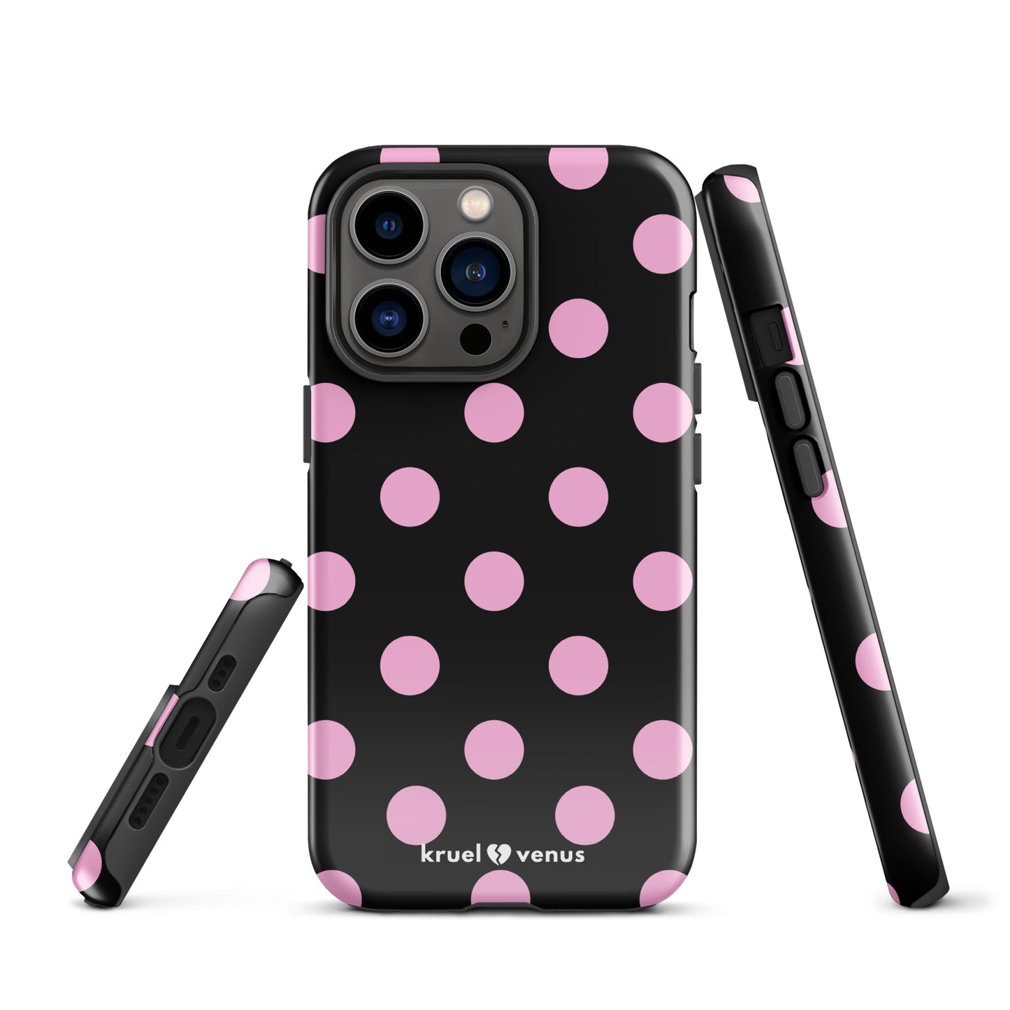 Big Pink Polka Dots in Black Tough Case iPhone®