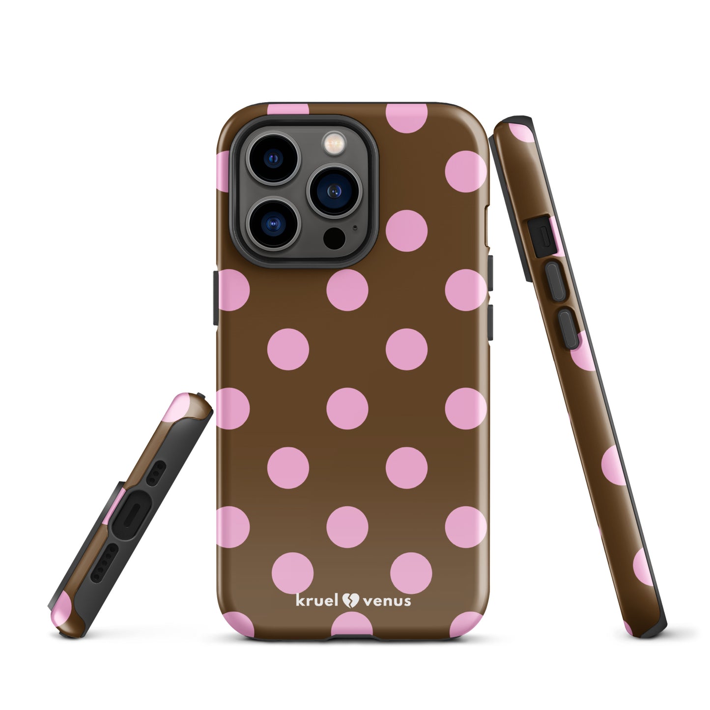 Big Pink Polka Dots in Brown Tough Case iPhone®
