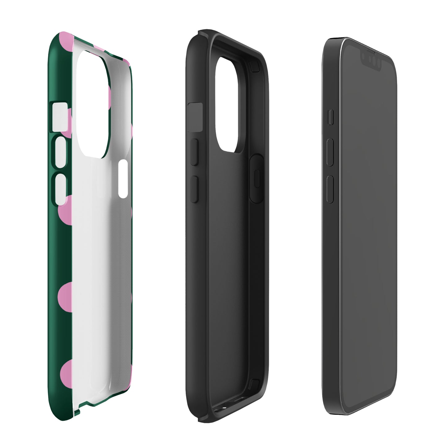 Big Pink Polka Dots in Green iPhone® Tough Case