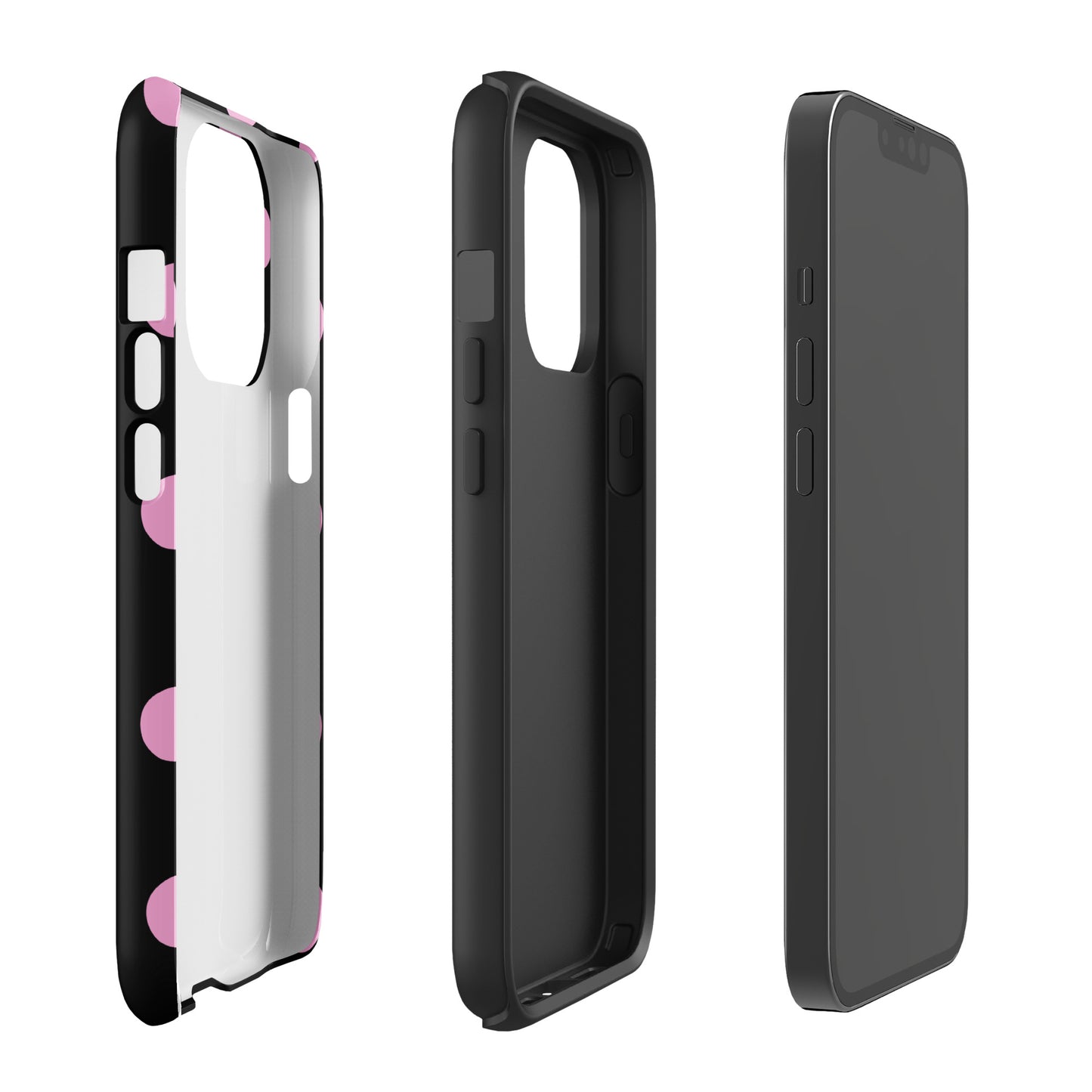 Big Pink Polka Dots in Black Tough Case iPhone®