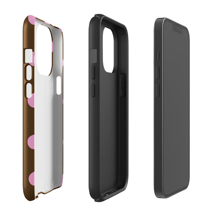 Big Pink Polka Dots in Brown Tough Case iPhone®