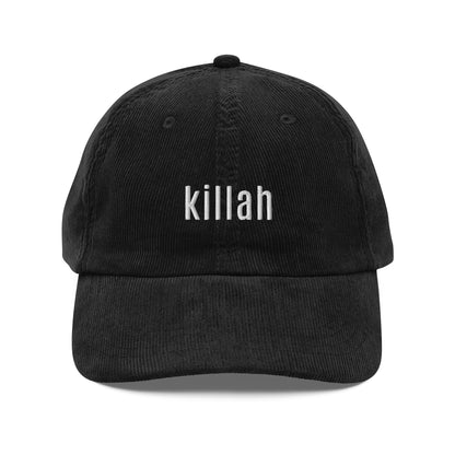 Killah black corduroy hat embroidered front