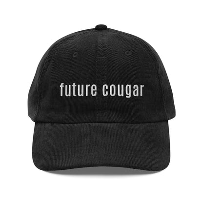 Future Cougar black corduroy hat embroidered front